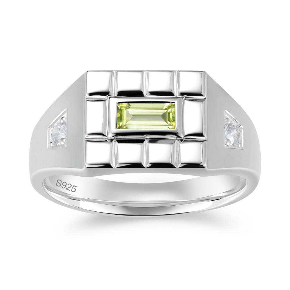 Minimalist Amethyst Signet  Mens Wedding Ring - LUO Jewelry #gemstone_Peridot