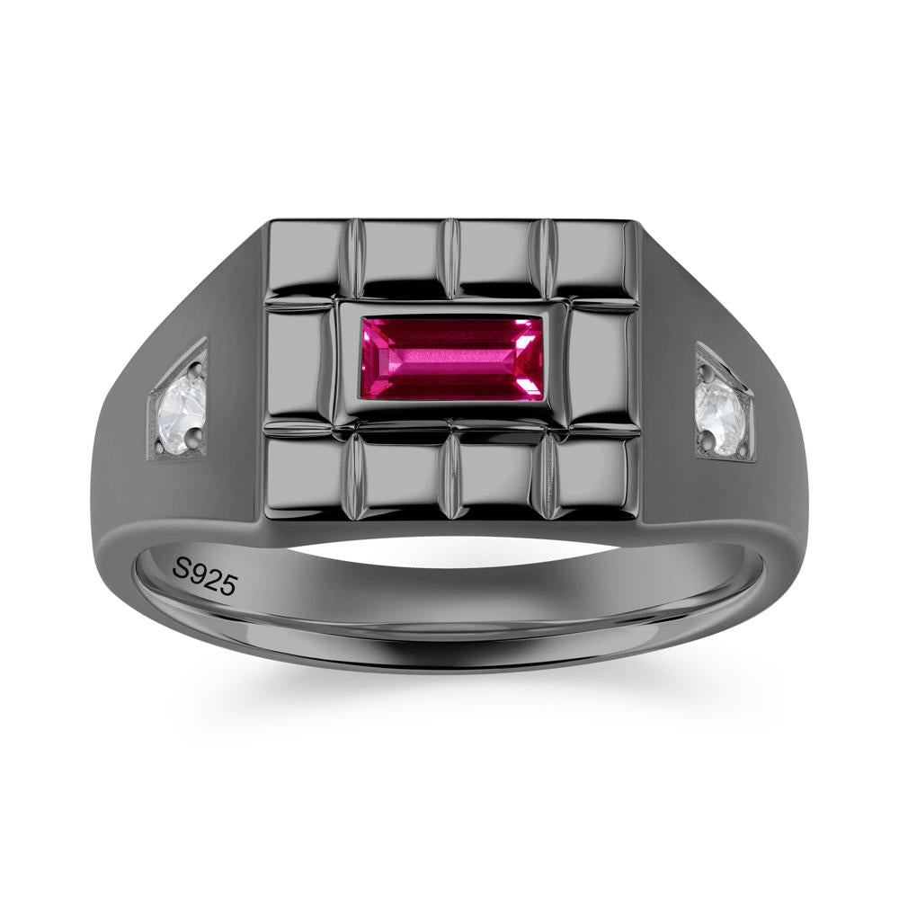 Minimalist Amethyst Signet  Mens Wedding Ring - LUO Jewelry #gemstone_Ruby