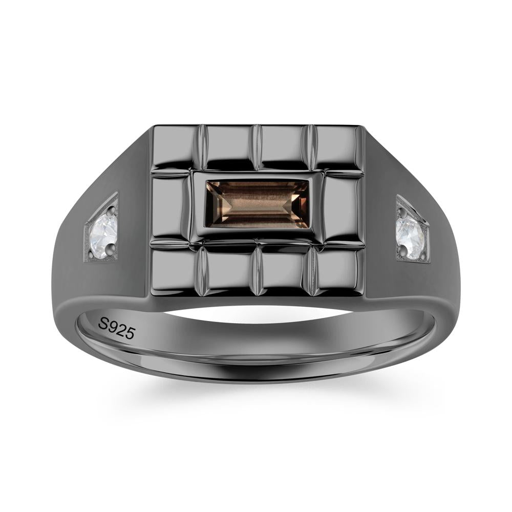 Minimalist Amethyst Signet  Mens Wedding Ring - LUO Jewelry #gemstone_Smoky Quartz