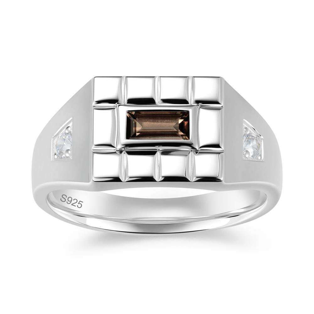 Minimalist Amethyst Signet  Mens Wedding Ring - LUO Jewelry #gemstone_Smoky Quartz