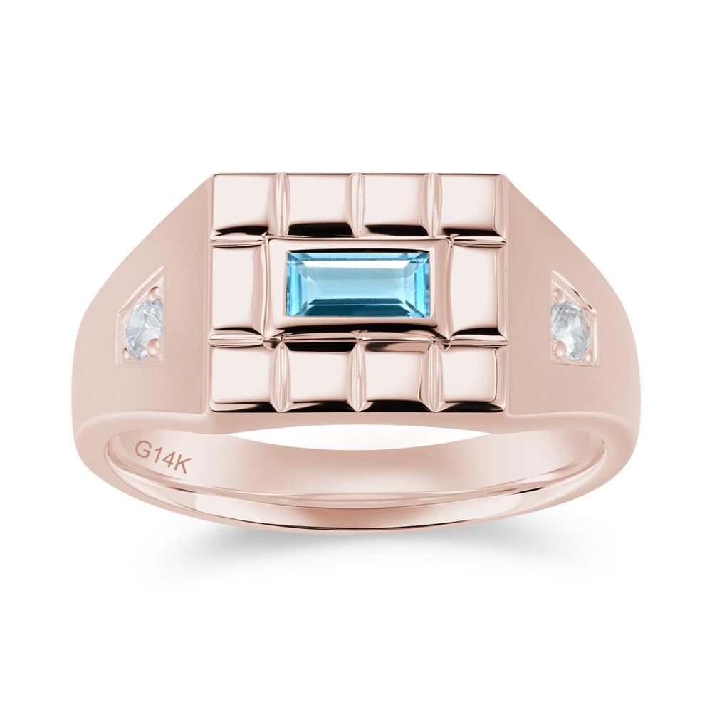 Minimalist Amethyst Signet  Mens Wedding Ring - LUO Jewelry #gemstone_Swiss Blue Topaz