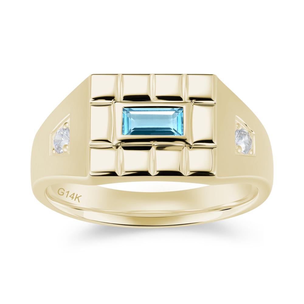 Minimalist Amethyst Signet  Mens Wedding Ring - LUO Jewelry #gemstone_Swiss Blue Topaz