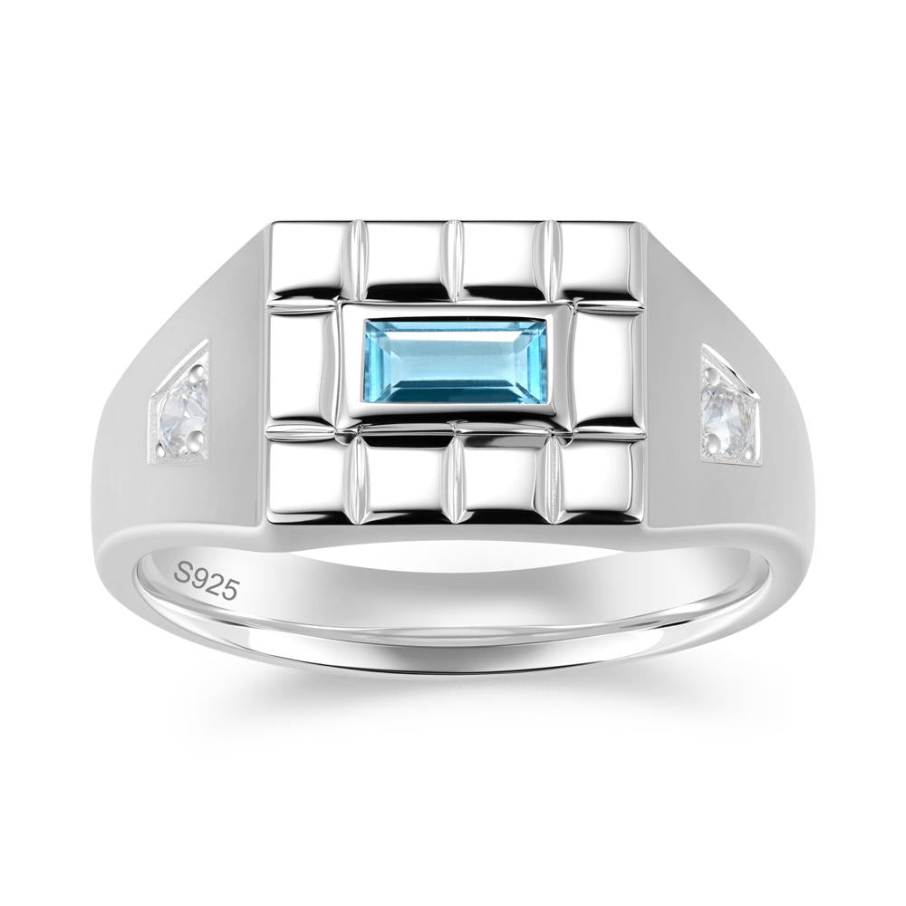 Minimalist Amethyst Signet  Mens Wedding Ring - LUO Jewelry #gemstone_Swiss Blue Topaz