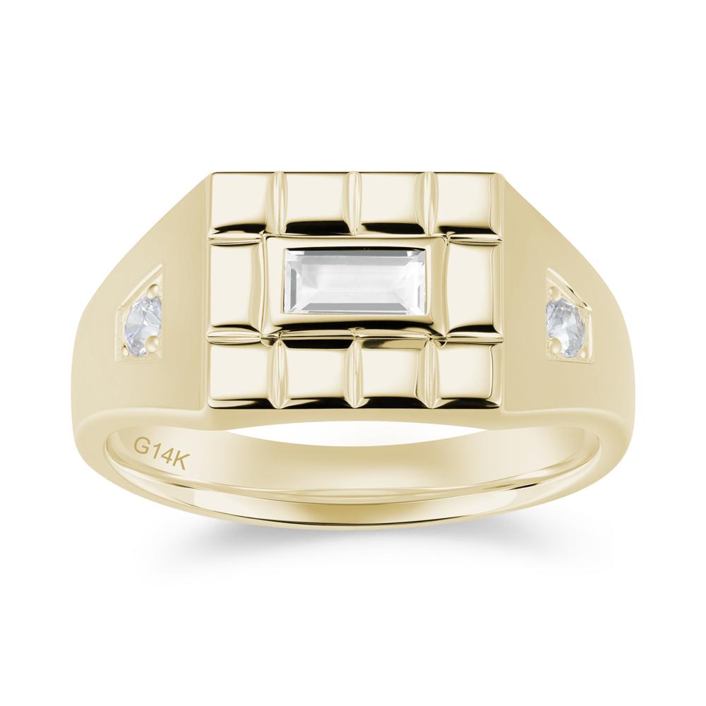 Minimalist Amethyst Signet  Mens Wedding Ring - LUO Jewelry #gemstone_White Topaz