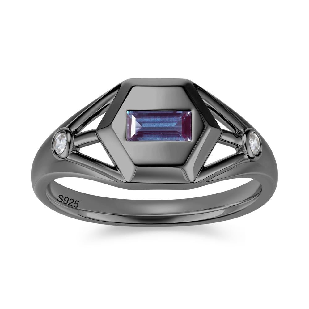 Horizontal Baguette Smoky Quartz Men's Ring - LUO Jewelry #gemstone_Alexandrite
