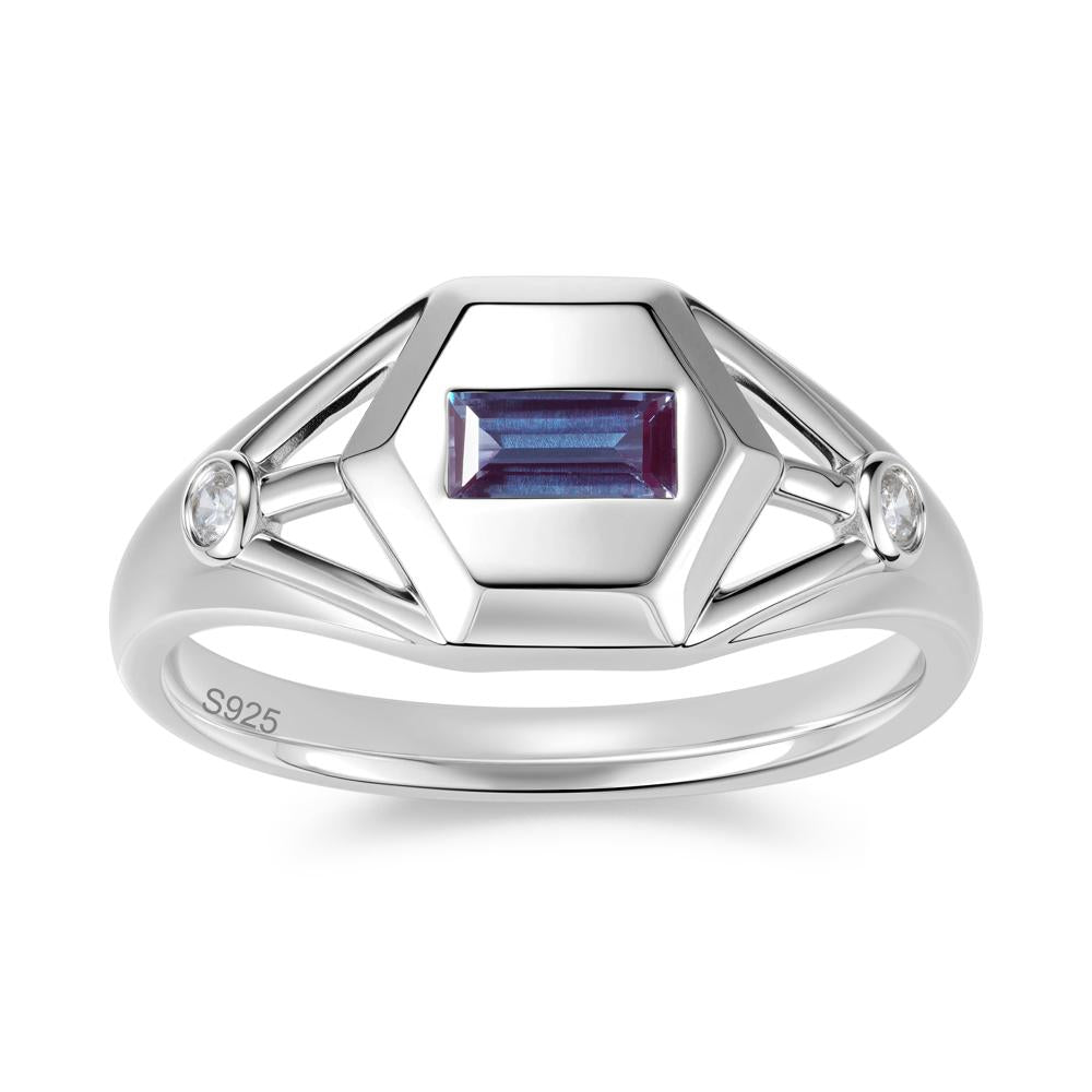 Horizontal Baguette Smoky Quartz Men's Ring - LUO Jewelry #gemstone_Alexandrite