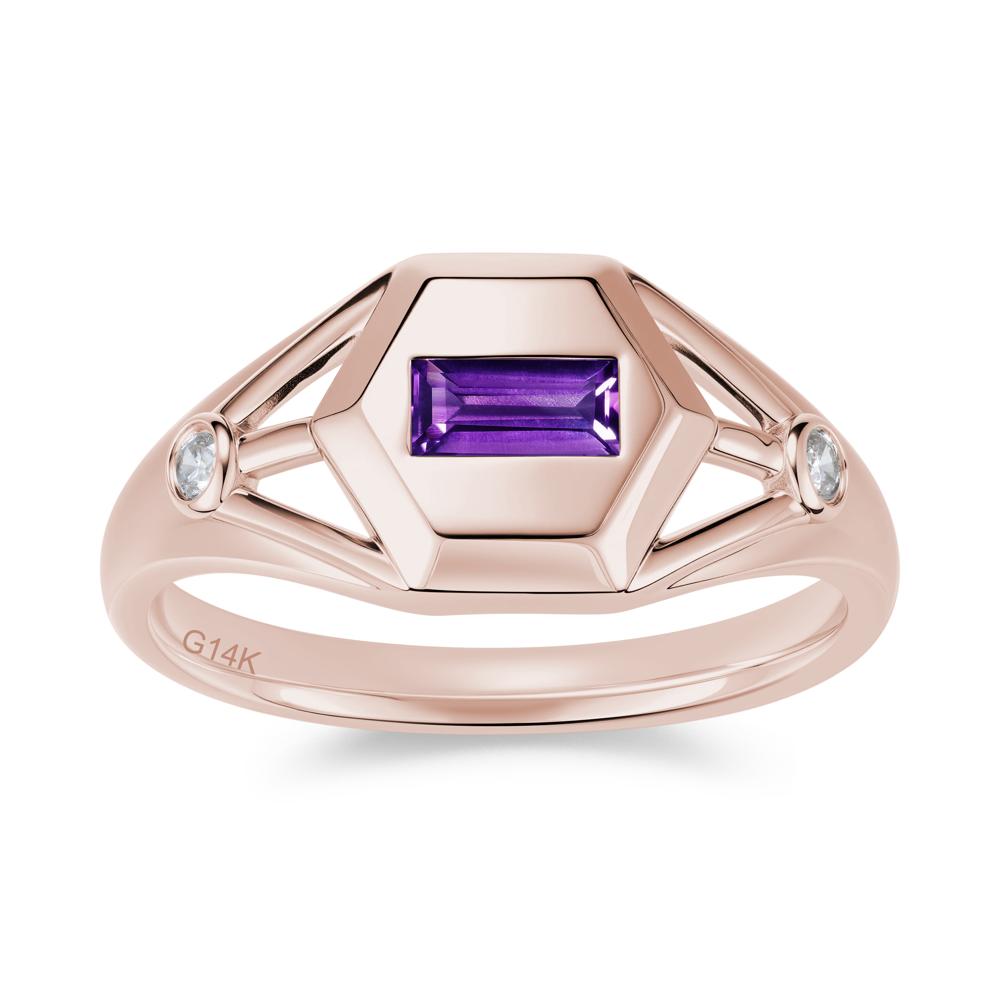 Horizontal Baguette Smoky Quartz Men's Ring - LUO Jewelry #gemstone_Amethyst