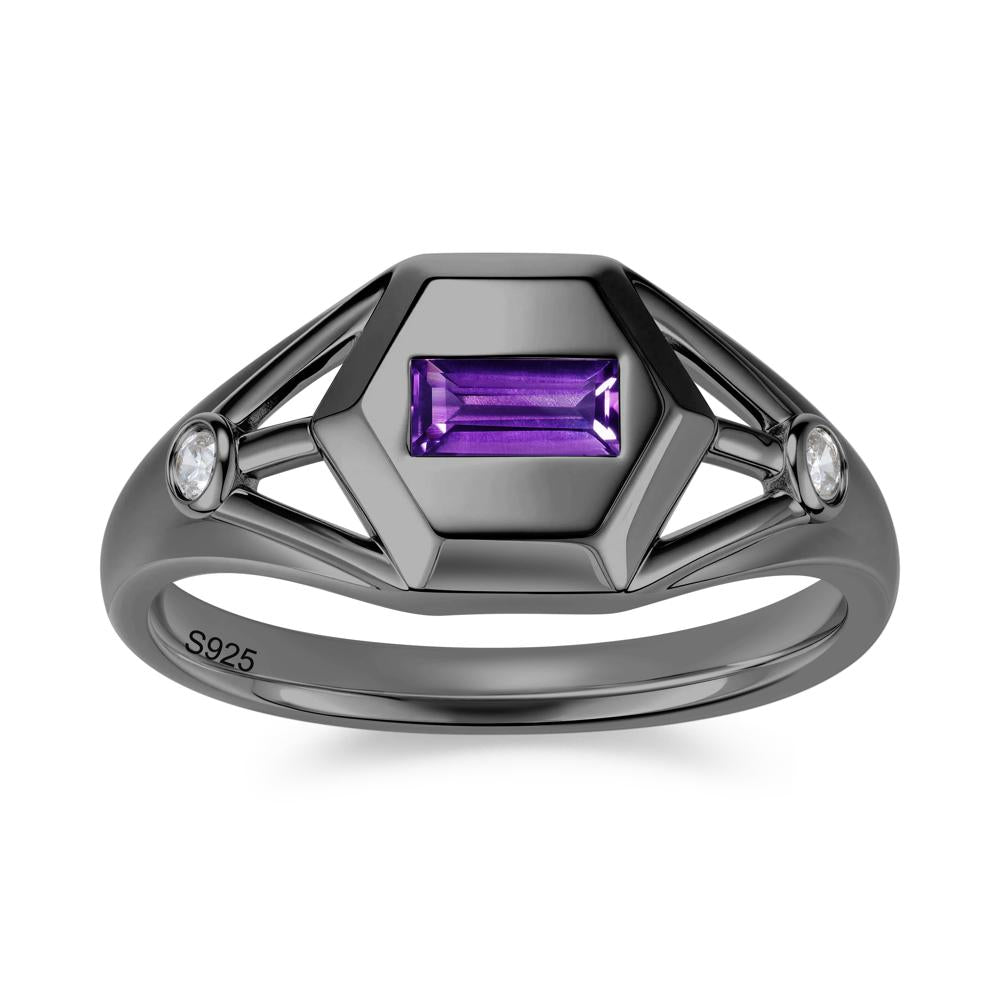 Horizontal Baguette Smoky Quartz Men's Ring - LUO Jewelry #gemstone_Amethyst