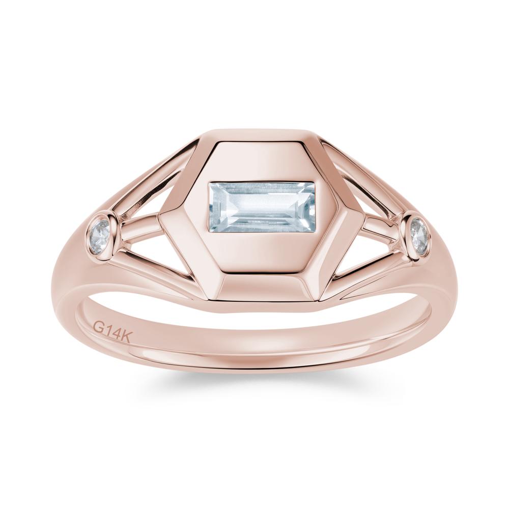 Horizontal Baguette Smoky Quartz Men's Ring - LUO Jewelry #gemstone_Aquamarine
