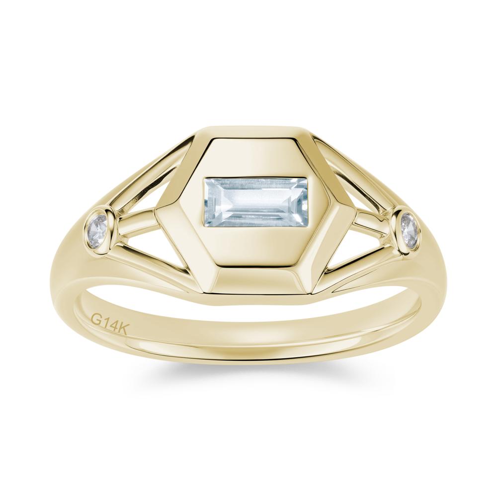 Horizontal Baguette Smoky Quartz Men's Ring - LUO Jewelry #gemstone_Aquamarine