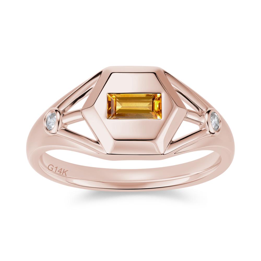 Horizontal Baguette Smoky Quartz Men's Ring - LUO Jewelry #gemstone_Citrine