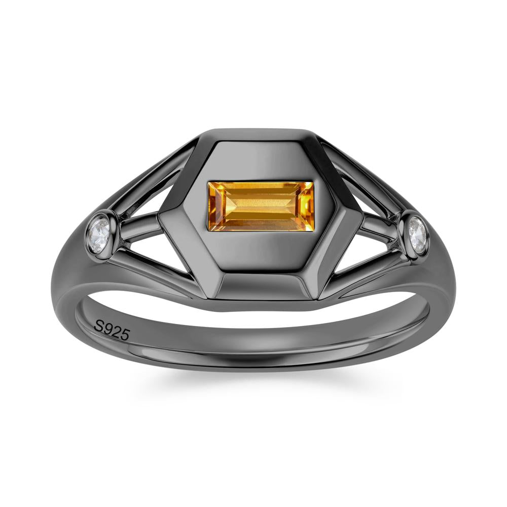 Horizontal Baguette Smoky Quartz Men's Ring - LUO Jewelry #gemstone_Citrine