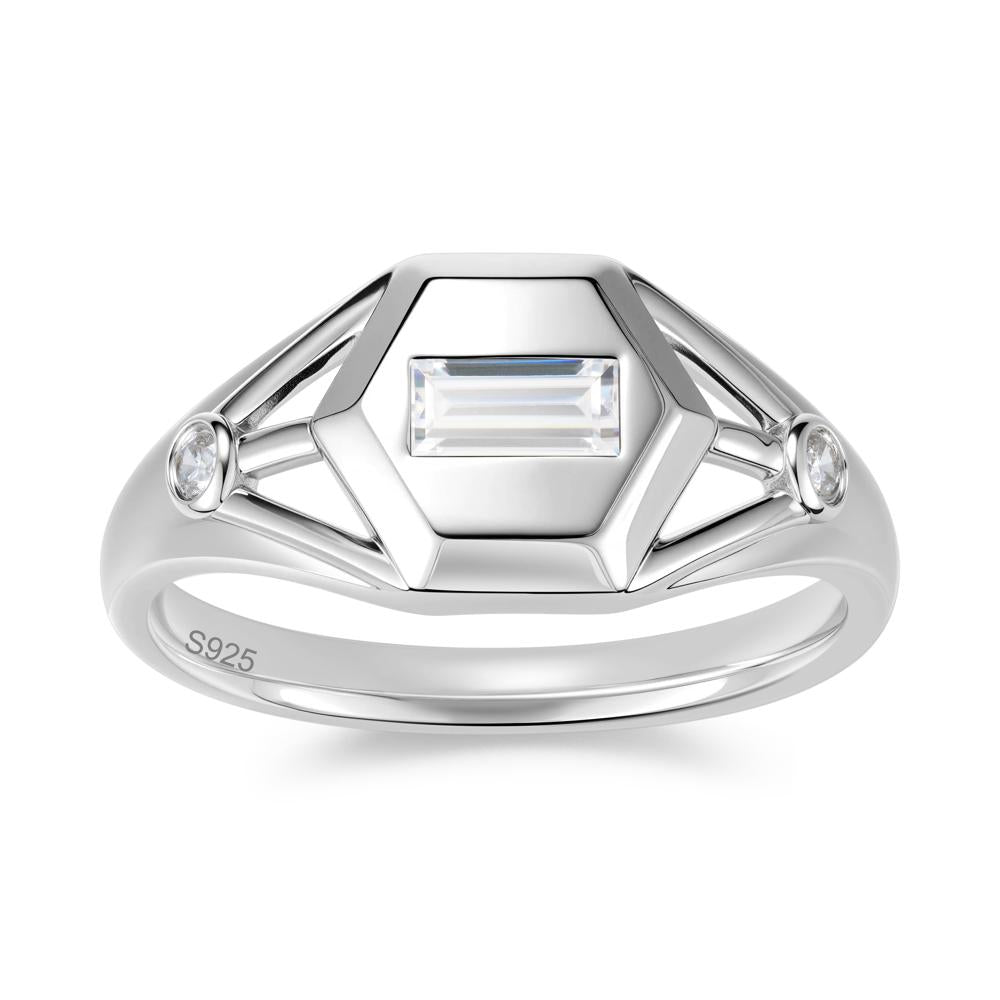 Horizontal Baguette Smoky Quartz Men's Ring - LUO Jewelry #gemstone_Cubic Zirconia