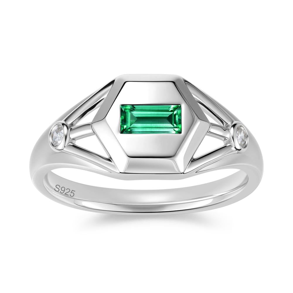 Horizontal Baguette Smoky Quartz Men's Ring - LUO Jewelry #gemstone_Emerald