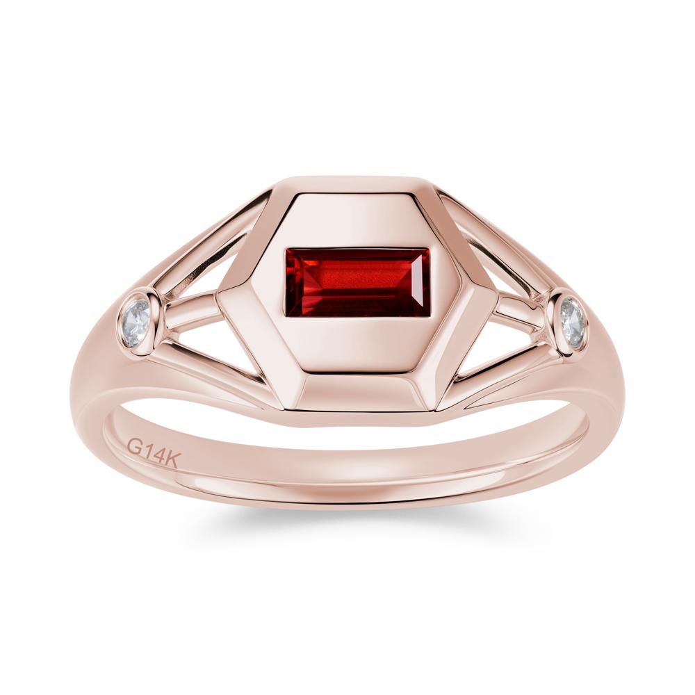 Horizontal Baguette Smoky Quartz Men's Ring - LUO Jewelry #gemstone_Garnet