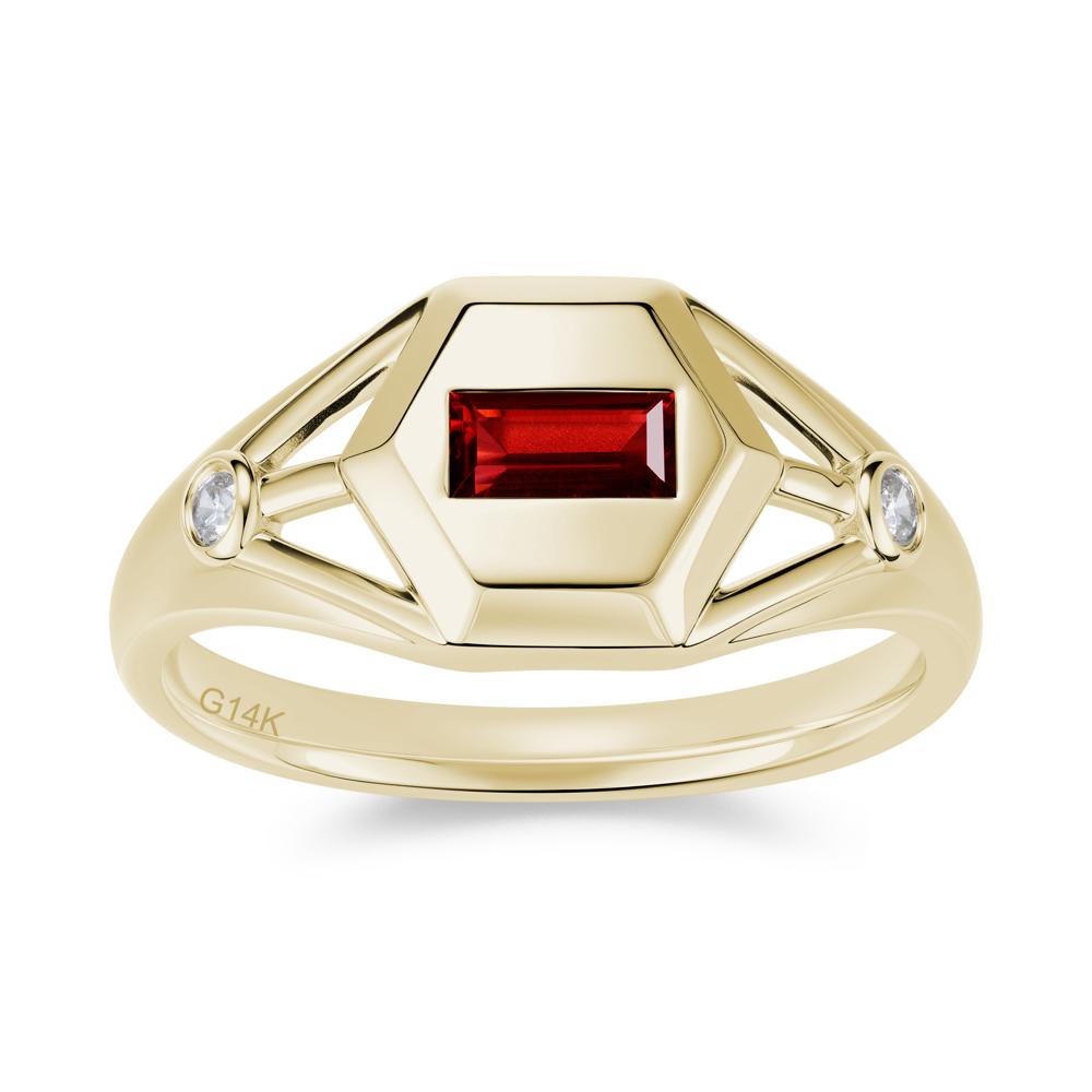 Horizontal Baguette Smoky Quartz Men's Ring - LUO Jewelry #gemstone_Garnet