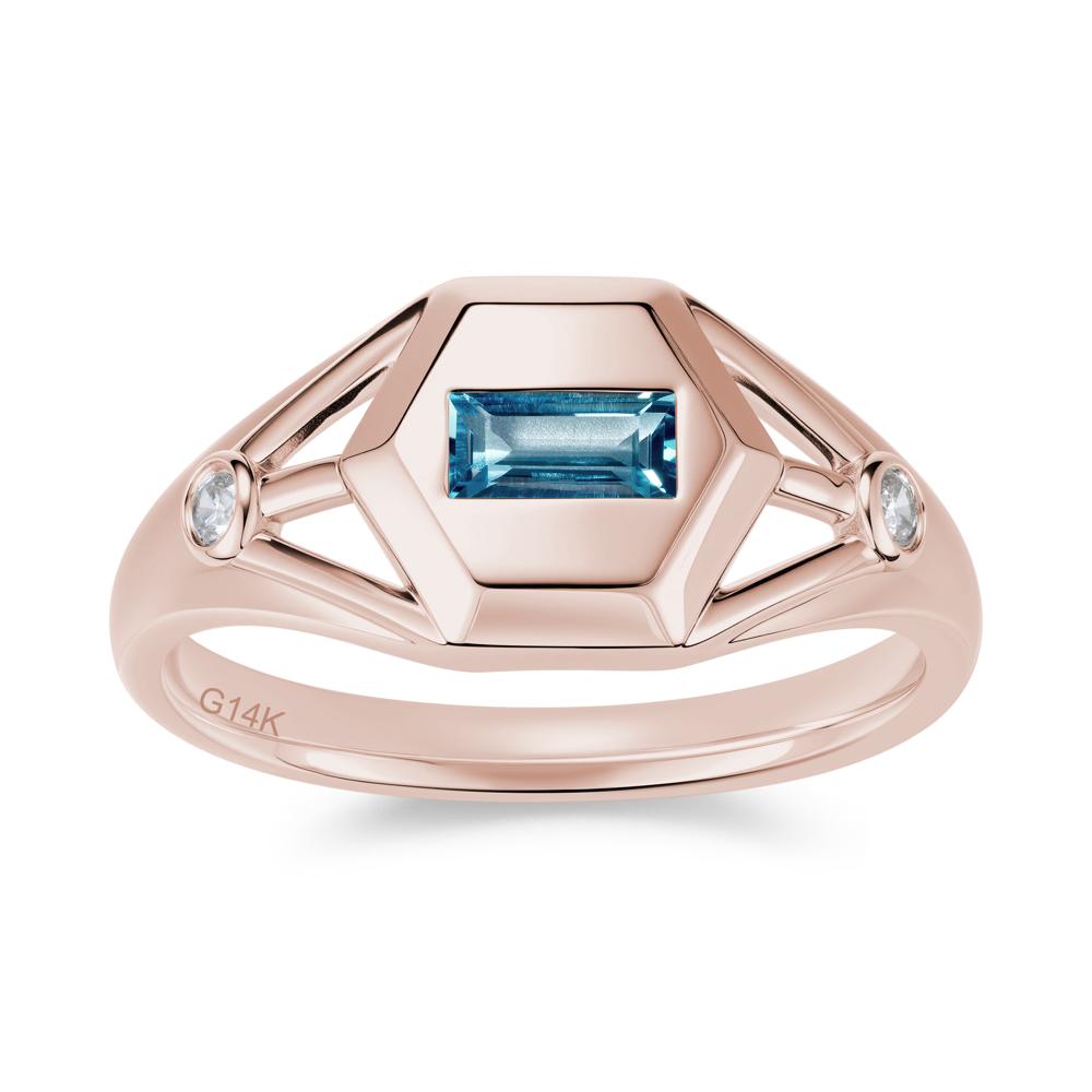 Horizontal Baguette Smoky Quartz Men's Ring - LUO Jewelry #gemstone_London Blue Topaz