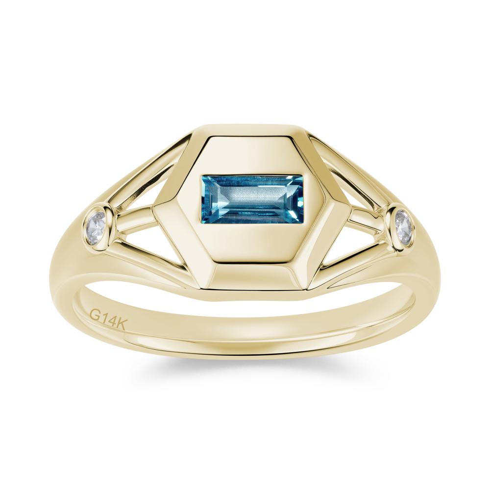 Horizontal Baguette Smoky Quartz Men's Ring - LUO Jewelry #gemstone_London Blue Topaz