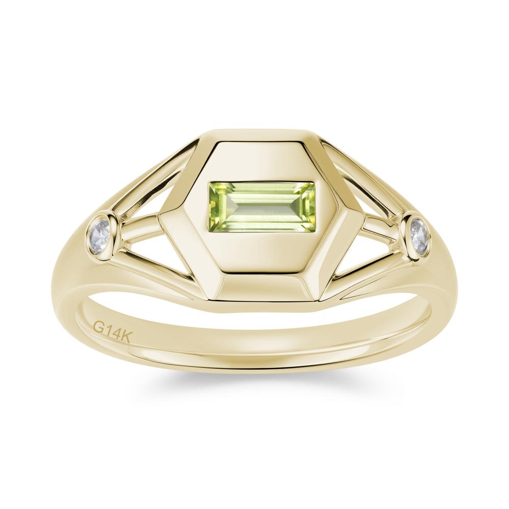Horizontal Baguette Smoky Quartz Men's Ring - LUO Jewelry #gemstone_Peridot