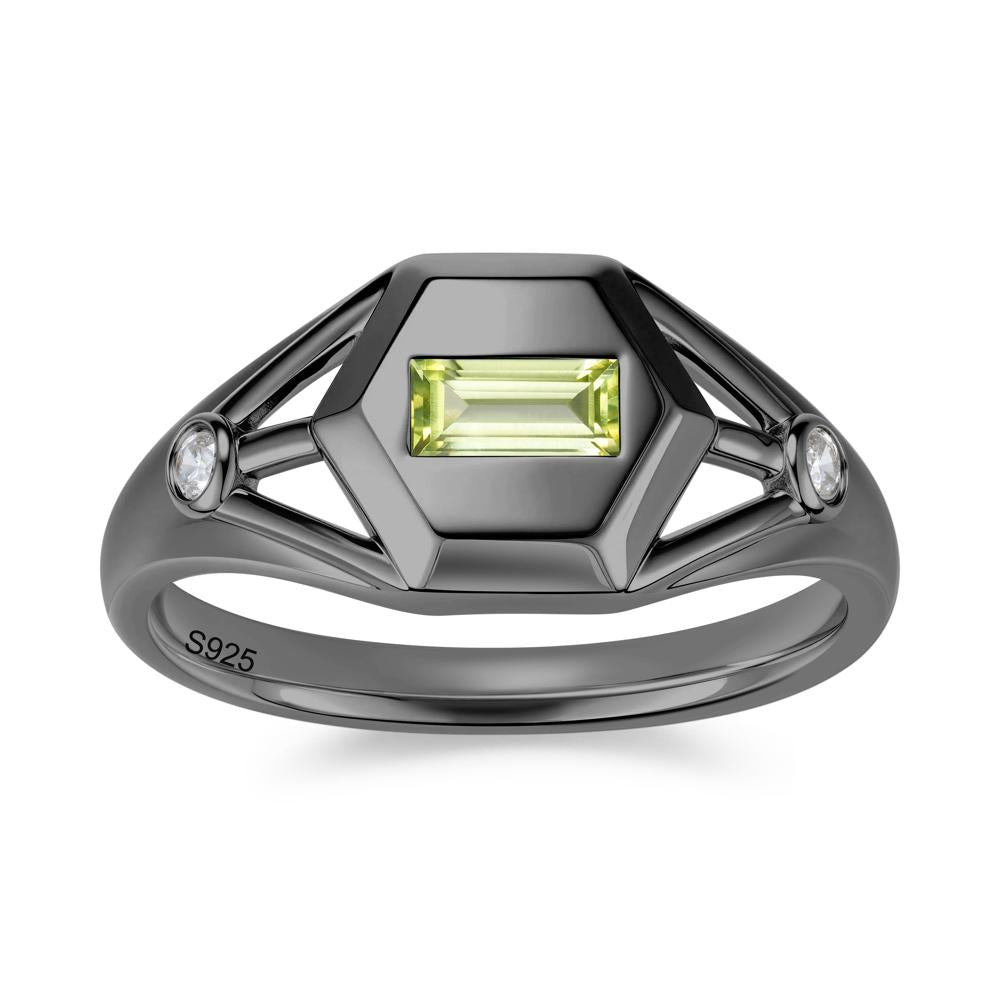 Horizontal Baguette Smoky Quartz Men's Ring - LUO Jewelry #gemstone_Peridot