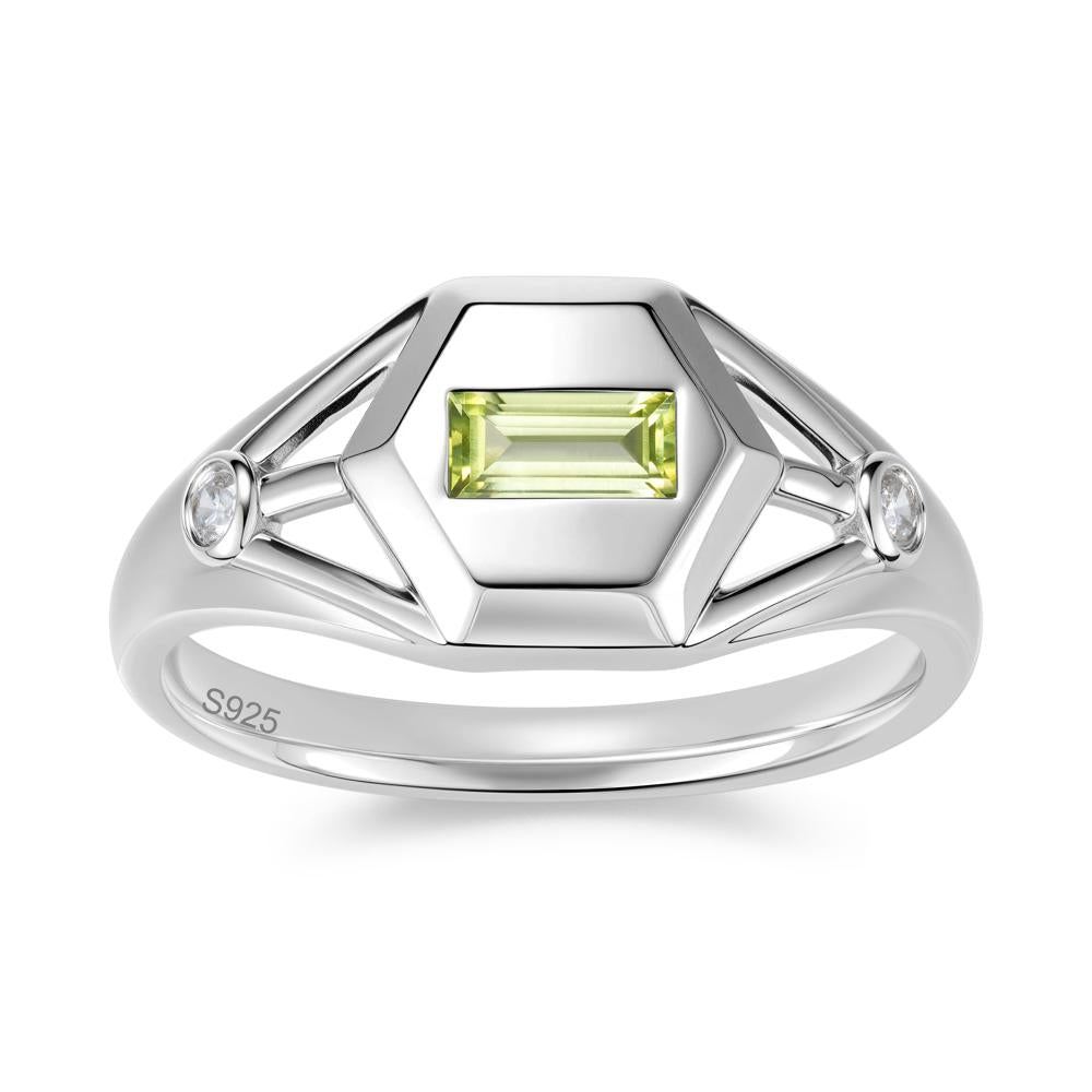 Horizontal Baguette Smoky Quartz Men's Ring - LUO Jewelry #gemstone_Peridot
