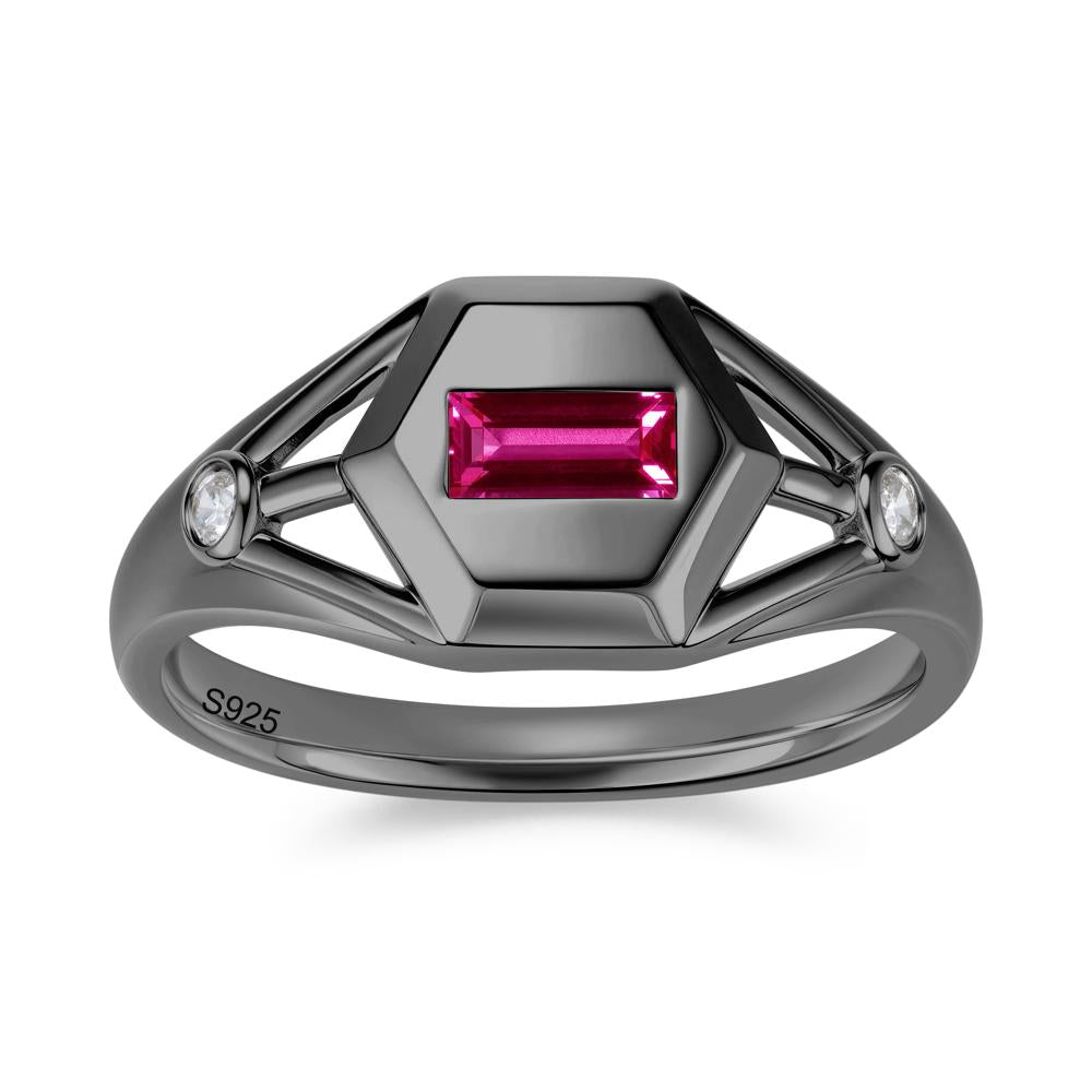 Horizontal Baguette Smoky Quartz Men's Ring - LUO Jewelry #gemstone_Ruby
