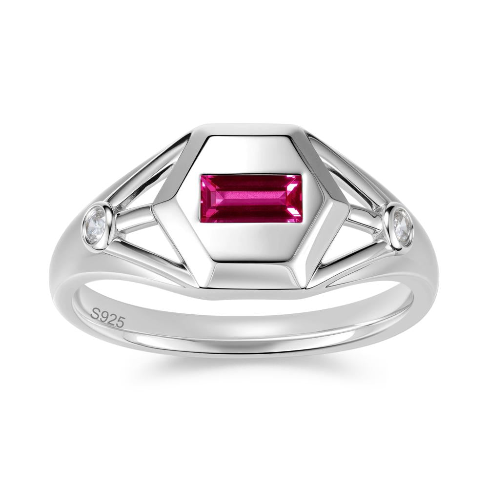 Horizontal Baguette Smoky Quartz Men's Ring - LUO Jewelry #gemstone_Ruby