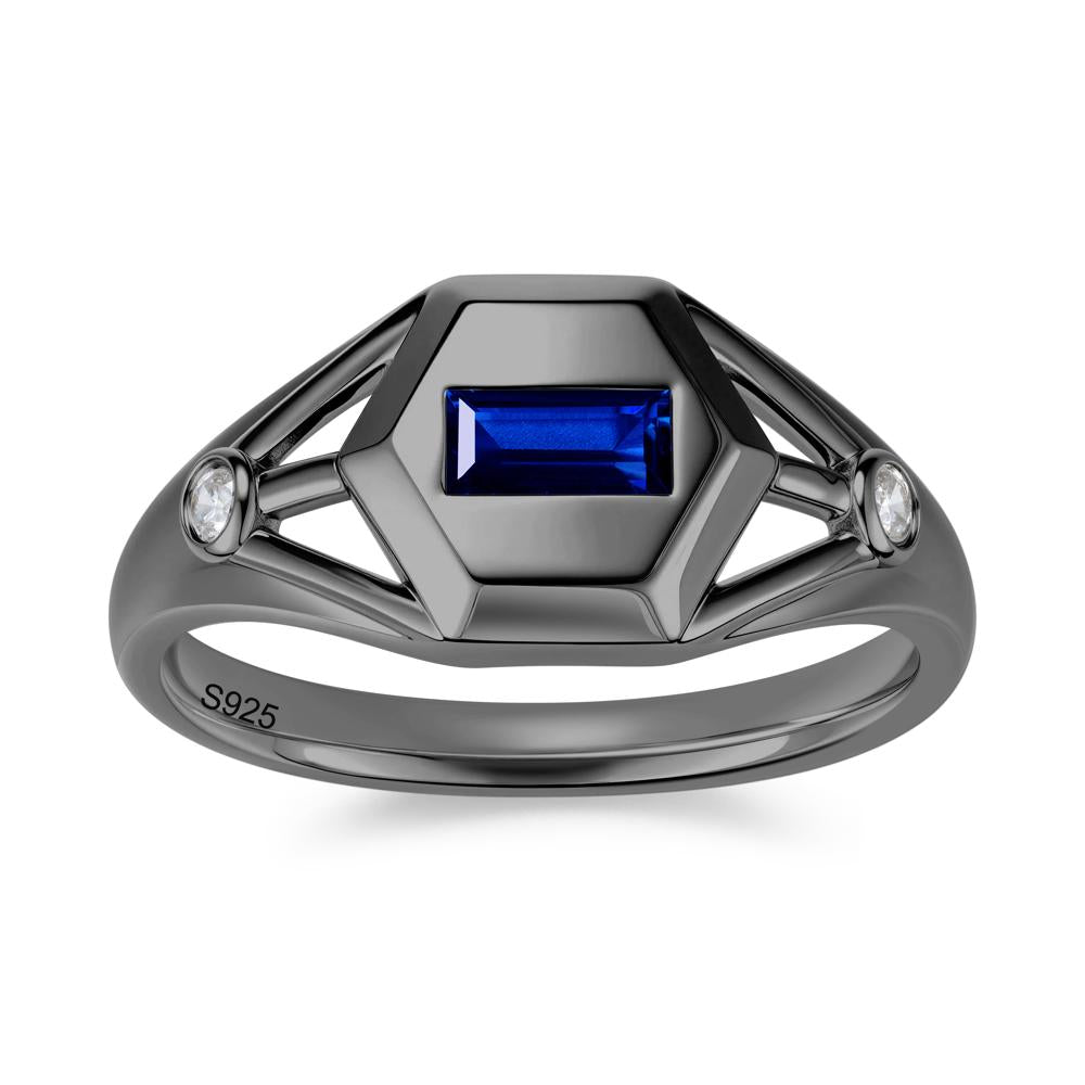 Horizontal Baguette Smoky Quartz Men's Ring - LUO Jewelry #gemstone_Sapphire