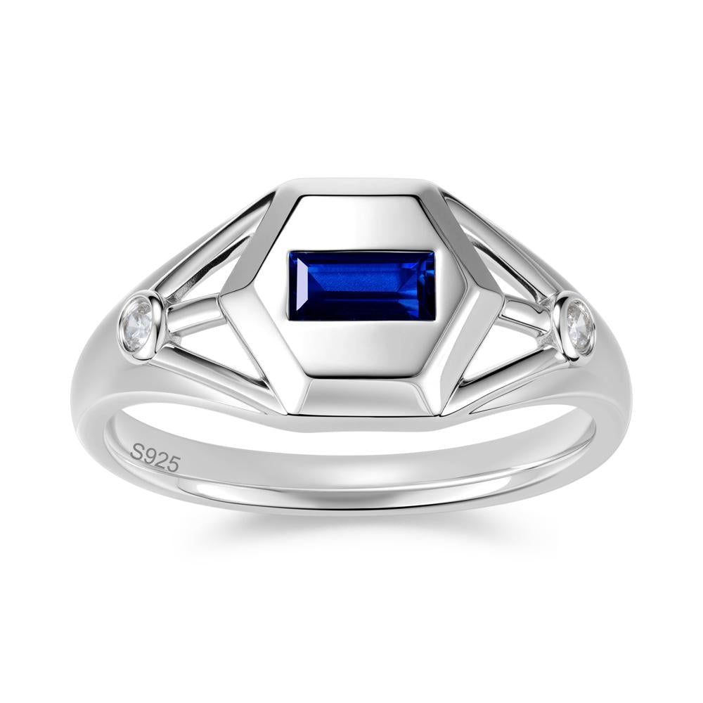 Horizontal Baguette Smoky Quartz Men's Ring - LUO Jewelry #gemstone_Sapphire