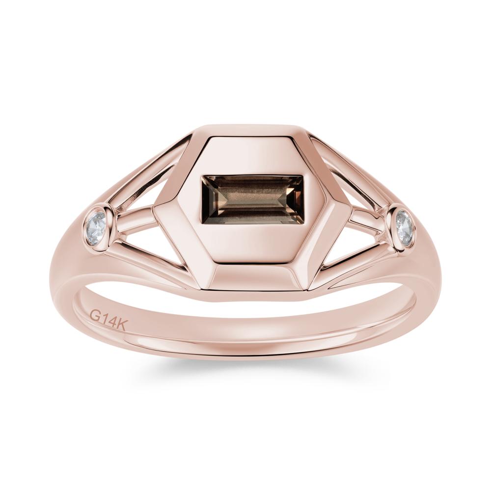 Horizontal Baguette Smoky Quartz Men's Ring - LUO Jewelry #gemstone_Smoky Quartz