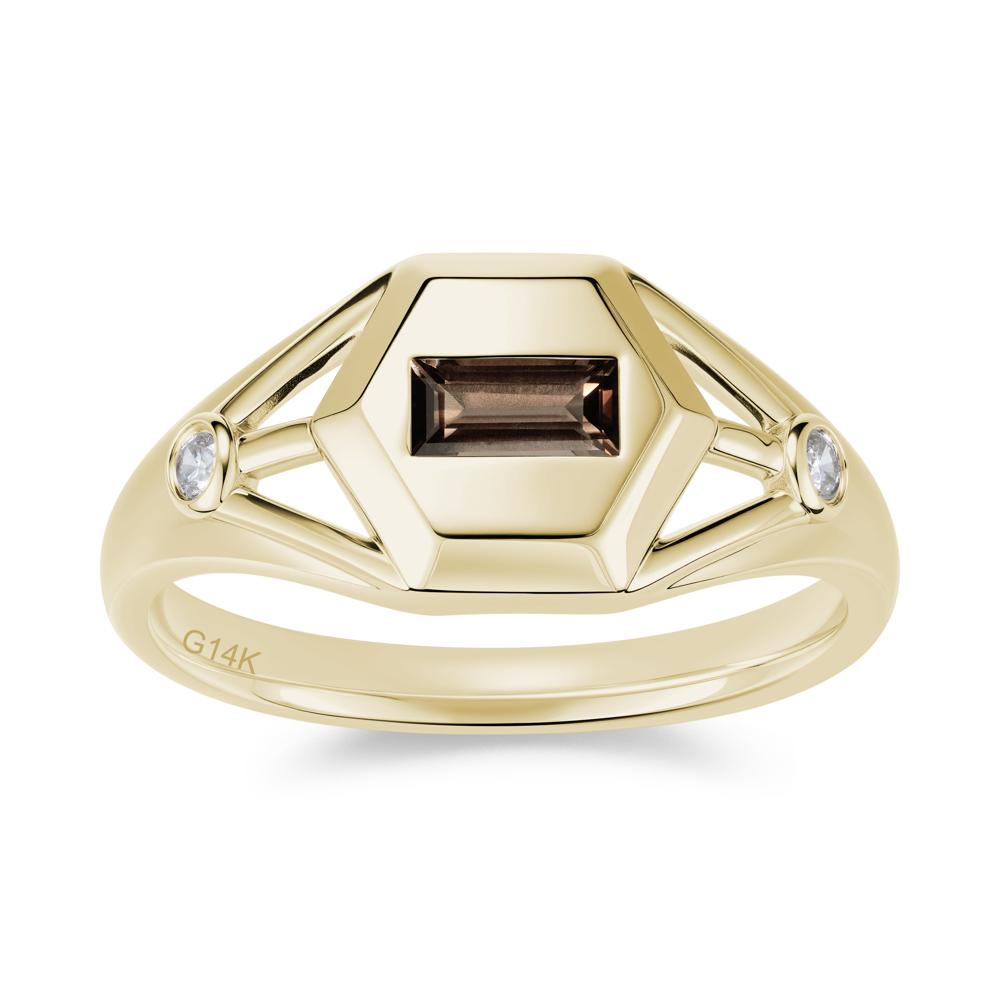 Horizontal Baguette Smoky Quartz Men's Ring - LUO Jewelry #gemstone_Smoky Quartz