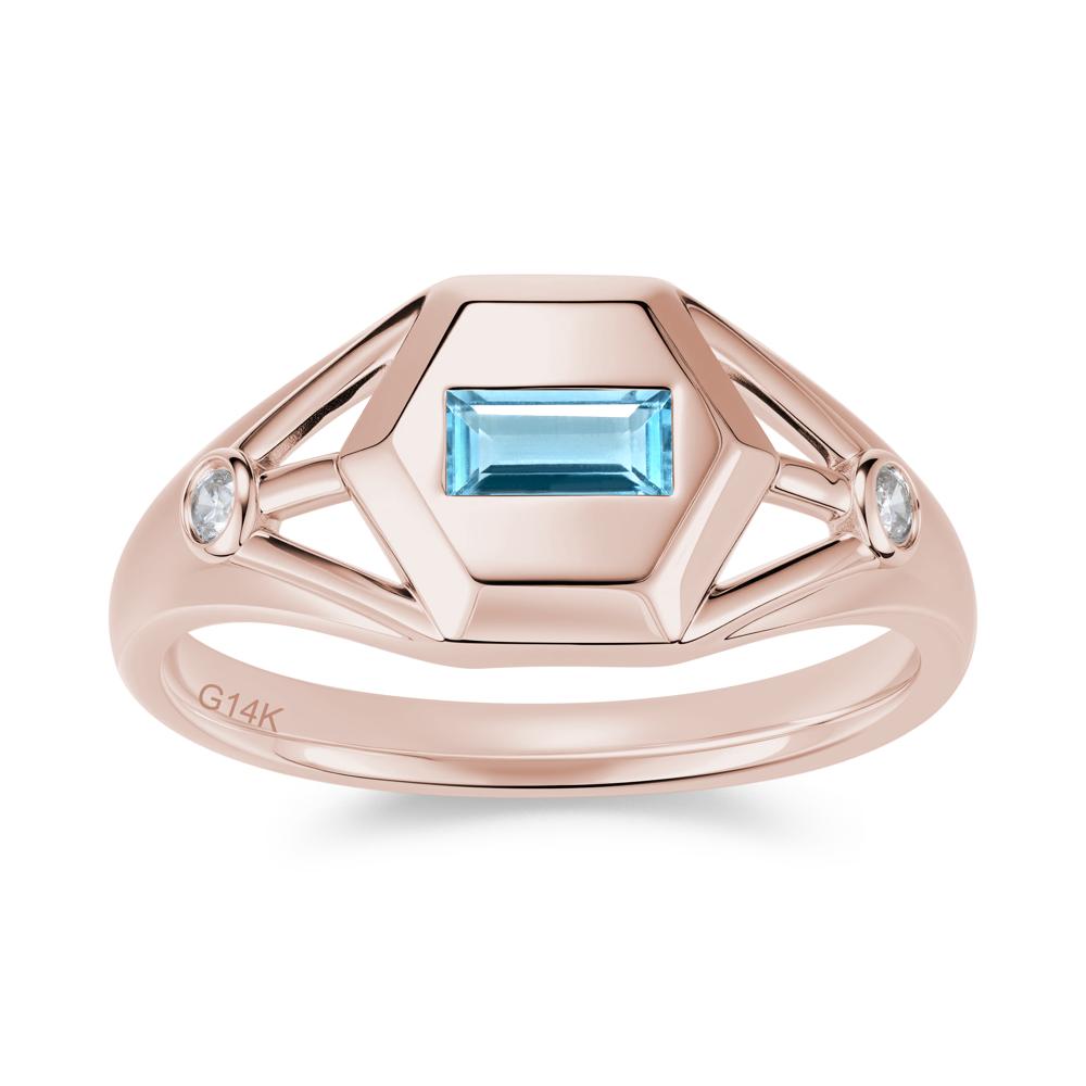 Horizontal Baguette Smoky Quartz Men's Ring - LUO Jewelry #gemstone_Swiss Blue Topaz