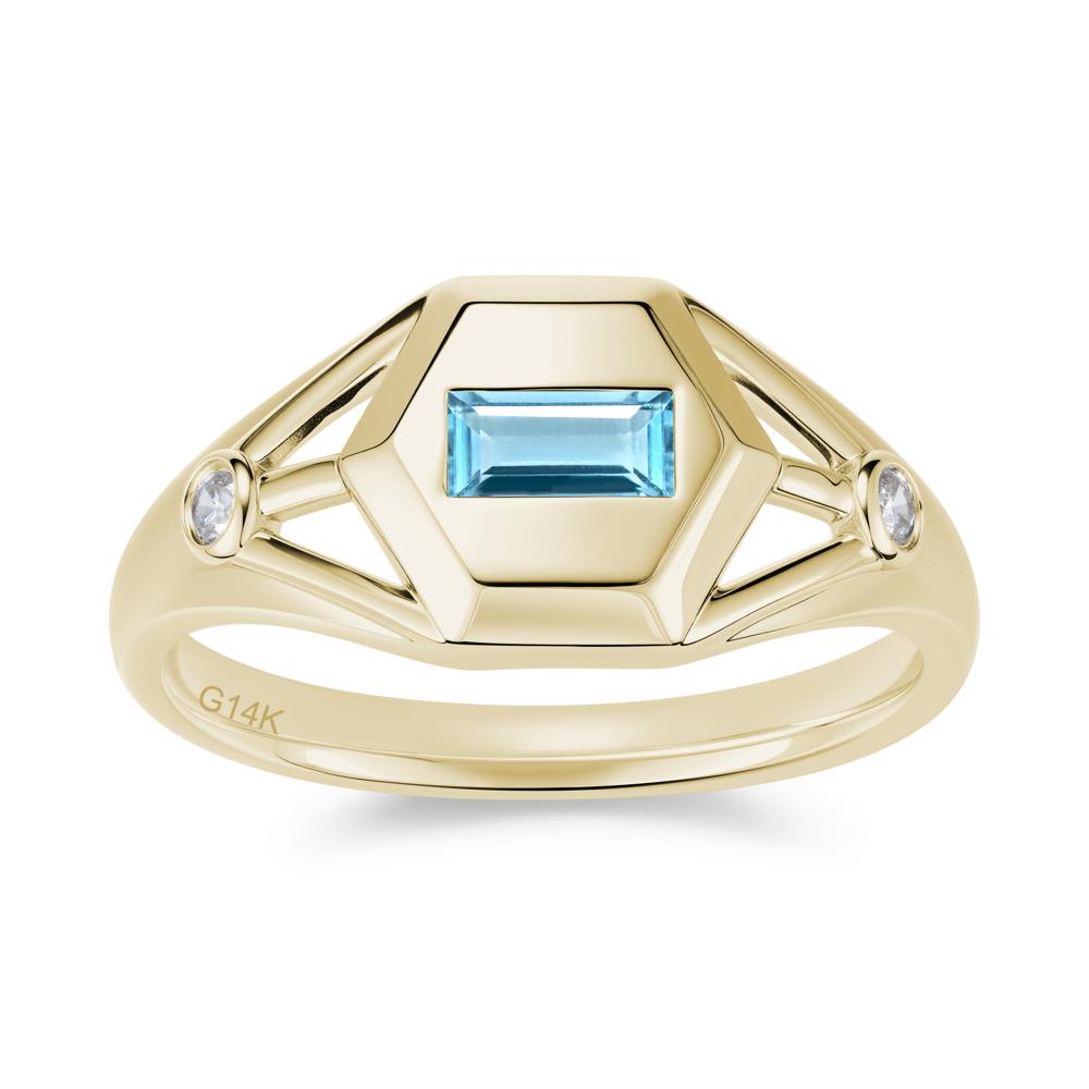 Horizontal Baguette Smoky Quartz Men's Ring - LUO Jewelry #gemstone_Swiss Blue Topaz