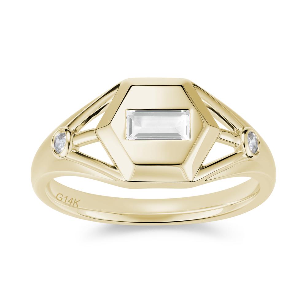 Horizontal Baguette Smoky Quartz Men's Ring - LUO Jewelry #gemstone_White Topaz