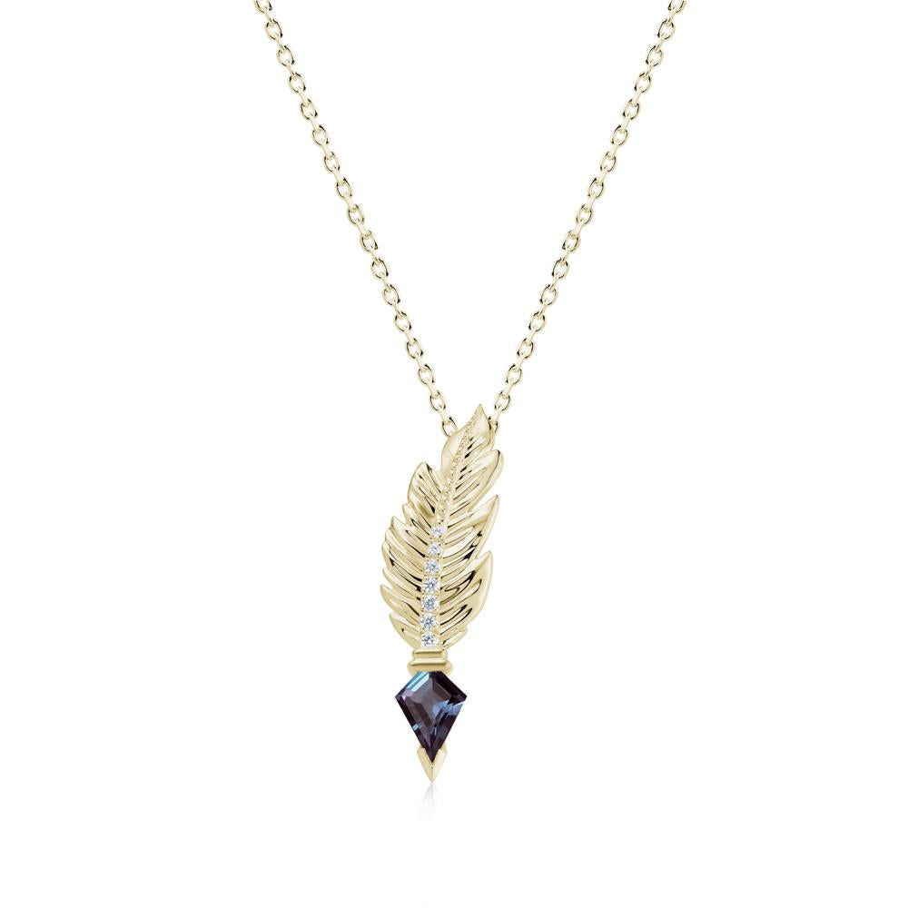 Feather Sapphire Pendant Necklace - LUO Jewelry #gemstone_Alexandrite