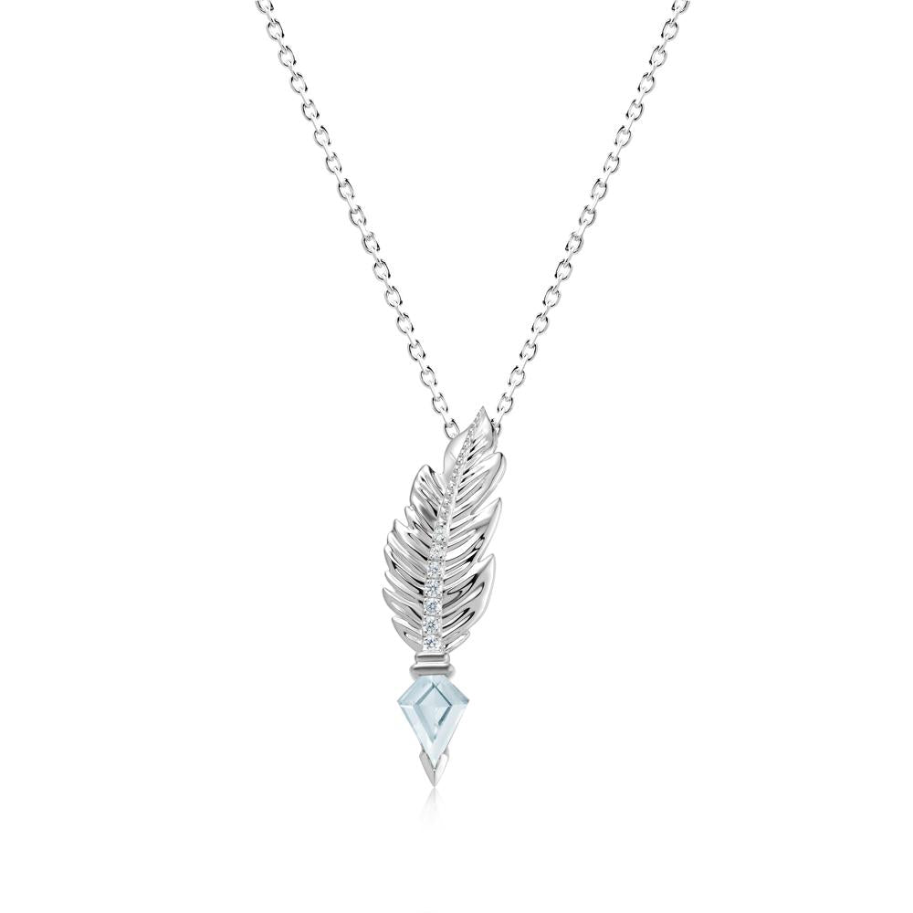 Feather Sapphire Pendant Necklace - LUO Jewelry #gemstone_Aquamarine