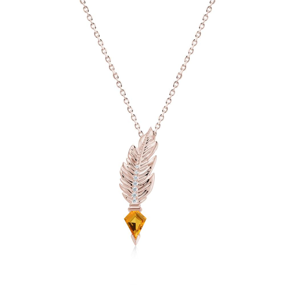 Feather Sapphire Pendant Necklace - LUO Jewelry #gemstone_Citrine