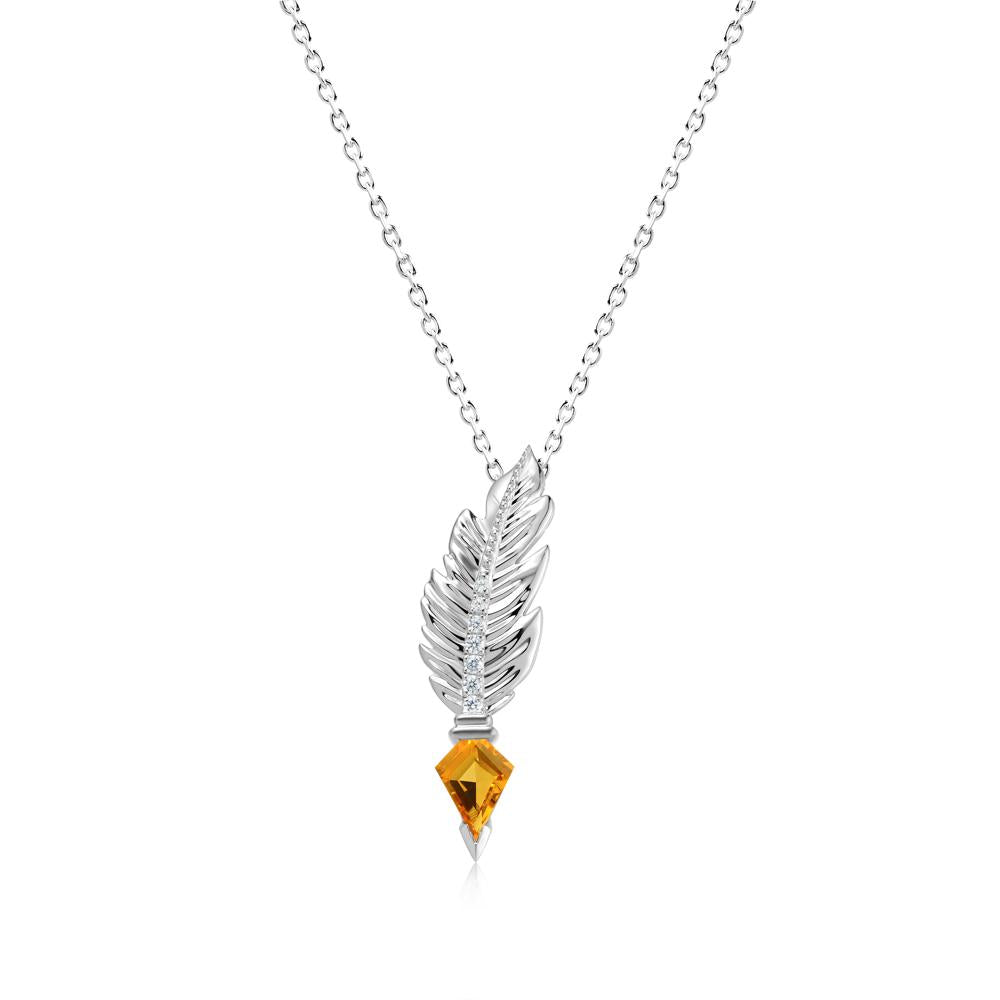 Feather Sapphire Pendant Necklace - LUO Jewelry #gemstone_Citrine
