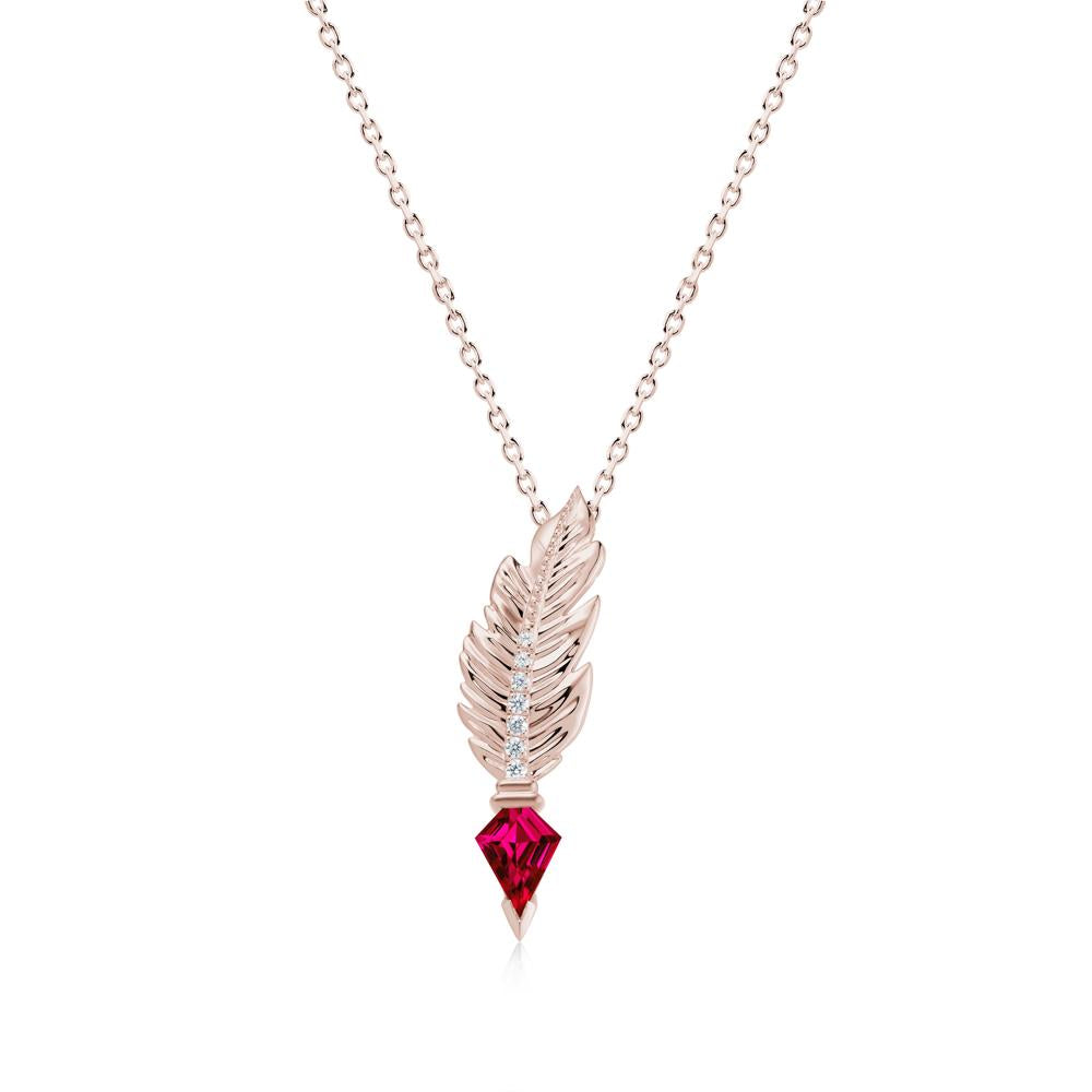 Feather Sapphire Pendant Necklace - LUO Jewelry #gemstone_Ruby