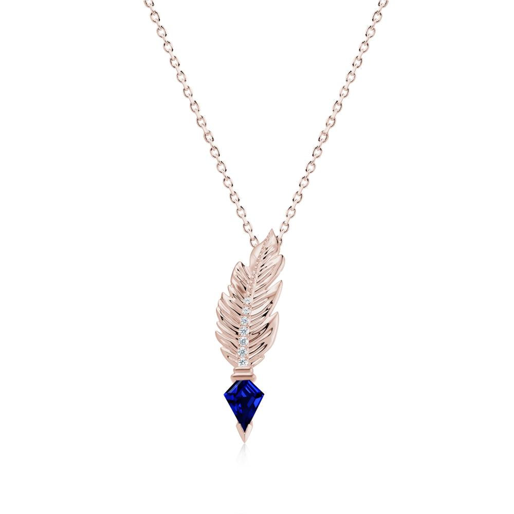 Feather Sapphire Pendant Necklace - LUO Jewelry #gemstone_Sapphire