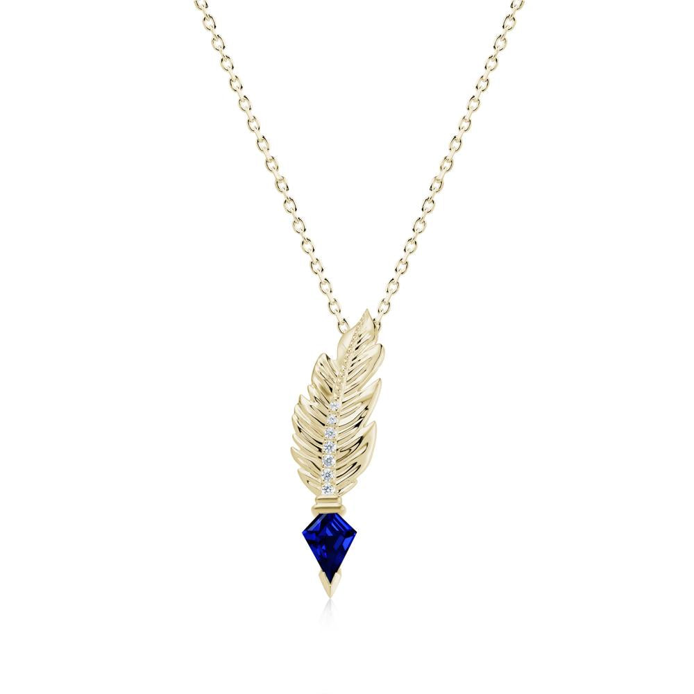 Feather Sapphire Pendant Necklace - LUO Jewelry #gemstone_Sapphire