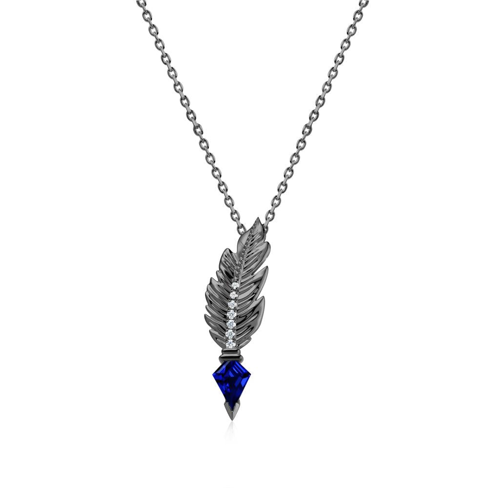 Feather Sapphire Pendant Necklace - LUO Jewelry #gemstone_Sapphire