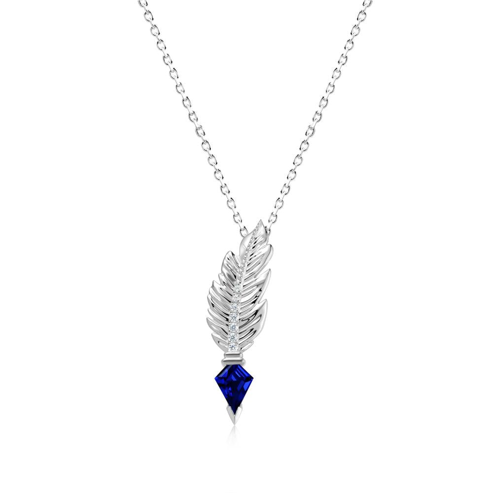 Feather Sapphire Pendant Necklace - LUO Jewelry #gemstone_Sapphire