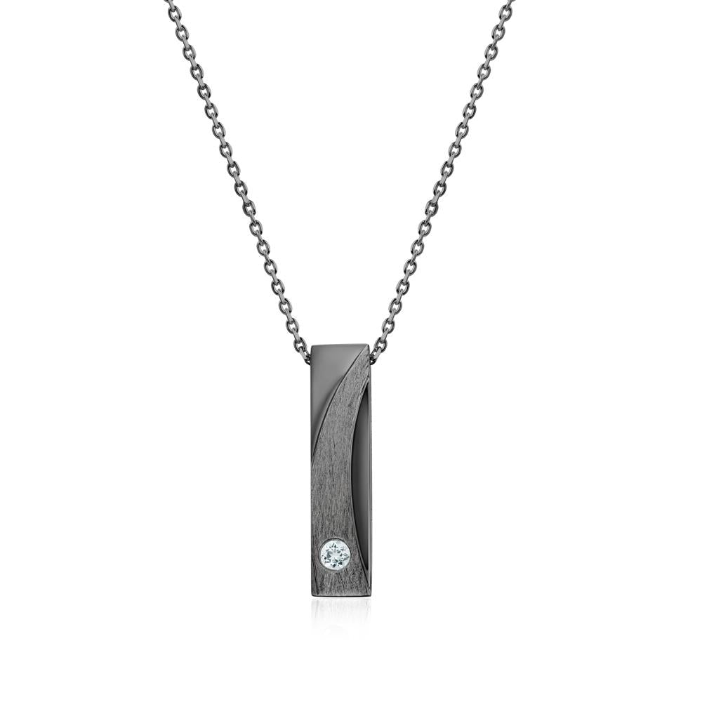Rectangular Tiny Garnet Pendant Necklace - LUO Jewelry #gemstone_Aquamarine