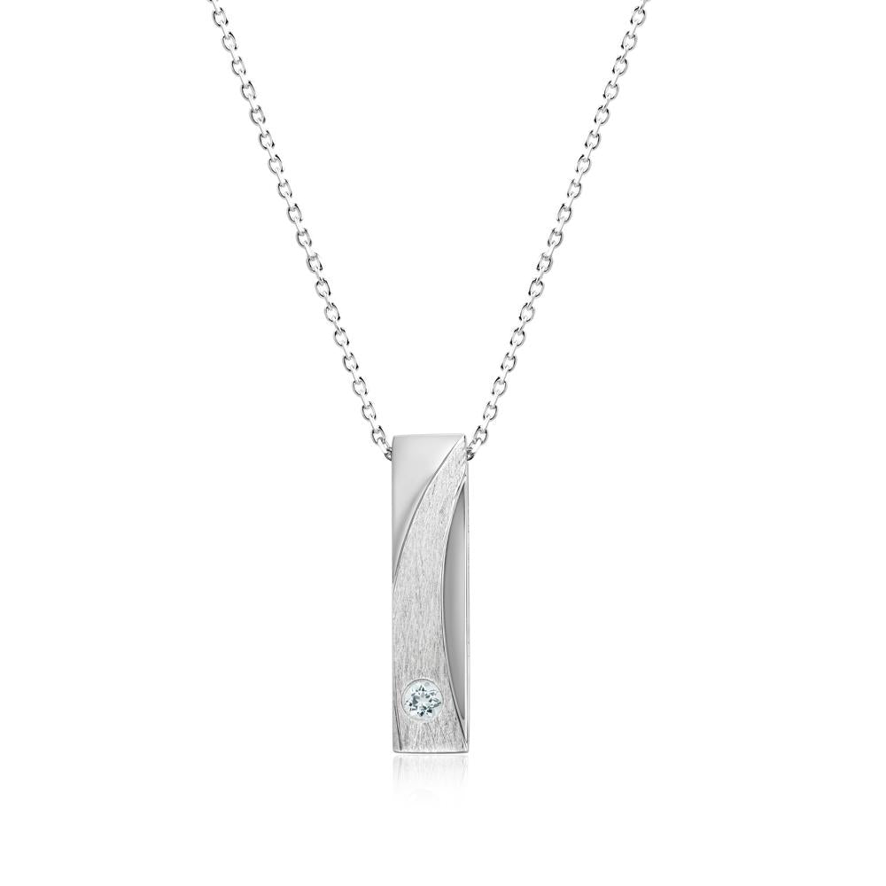 Rectangular Tiny Garnet Pendant Necklace - LUO Jewelry #gemstone_Aquamarine
