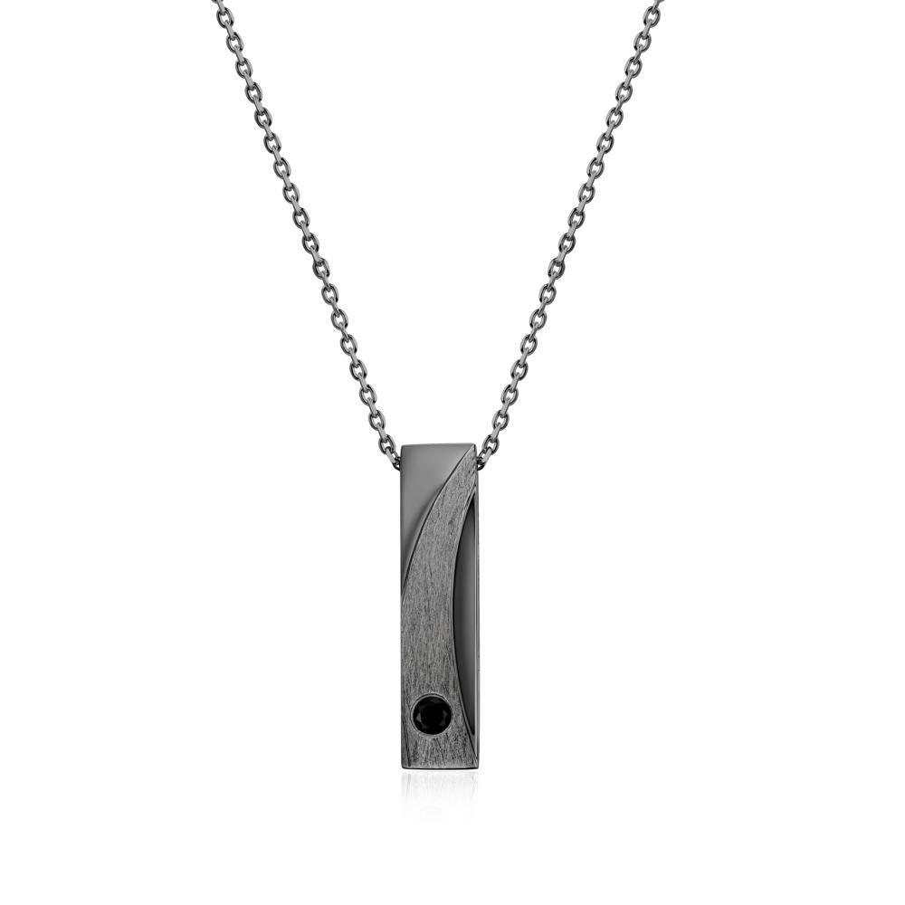Rectangular Tiny Garnet Pendant Necklace - LUO Jewelry #gemstone_Black Spinel