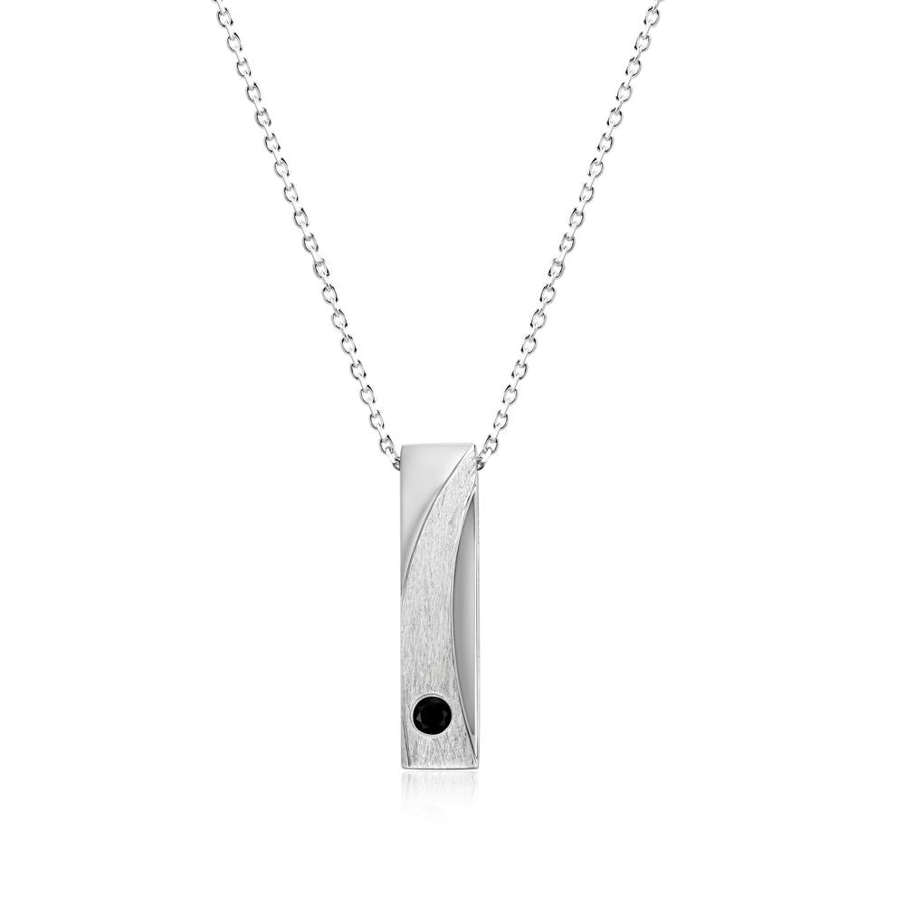 Rectangular Tiny Garnet Pendant Necklace - LUO Jewelry #gemstone_Black Spinel