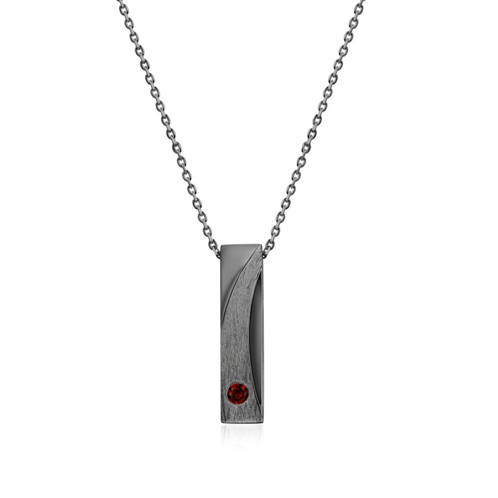 Rectangular Tiny Garnet Pendant Necklace - LUO Jewelry #gemstone_Garnet