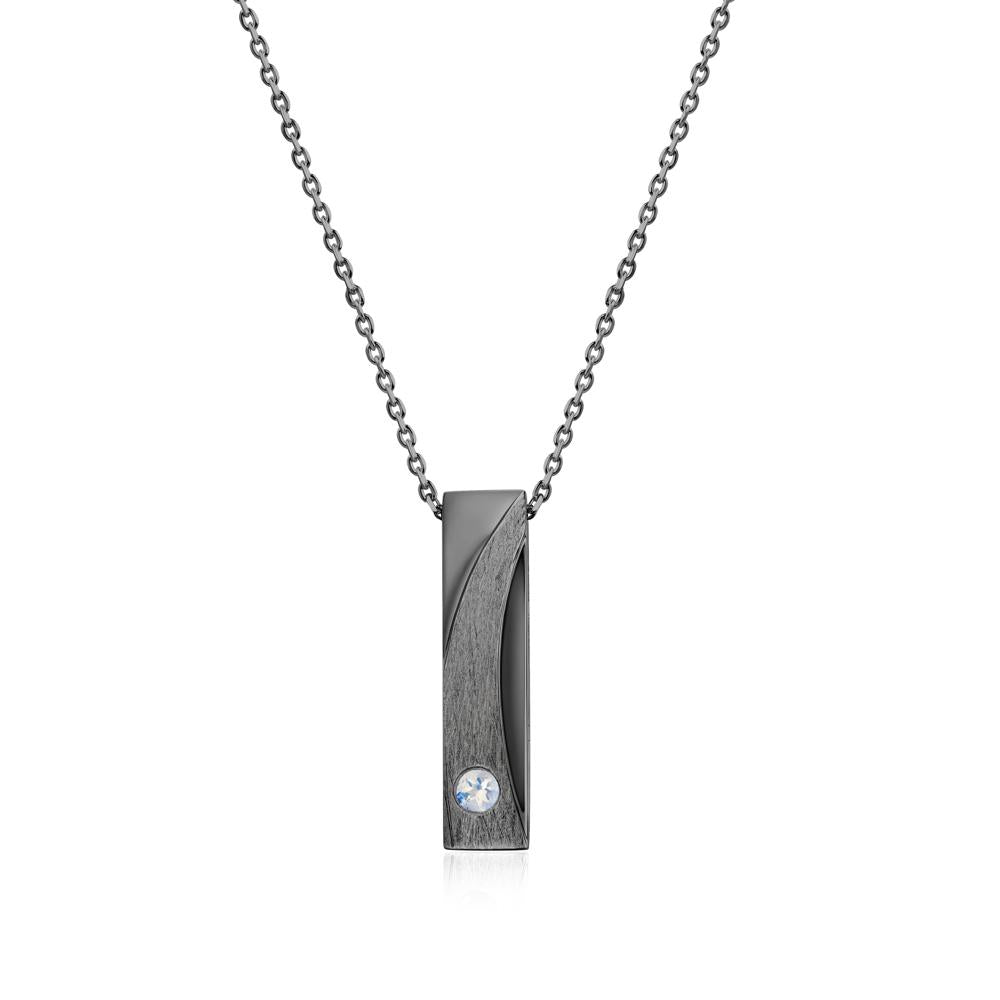 Rectangular Tiny Garnet Pendant Necklace - LUO Jewelry #gemstone_Moonstone