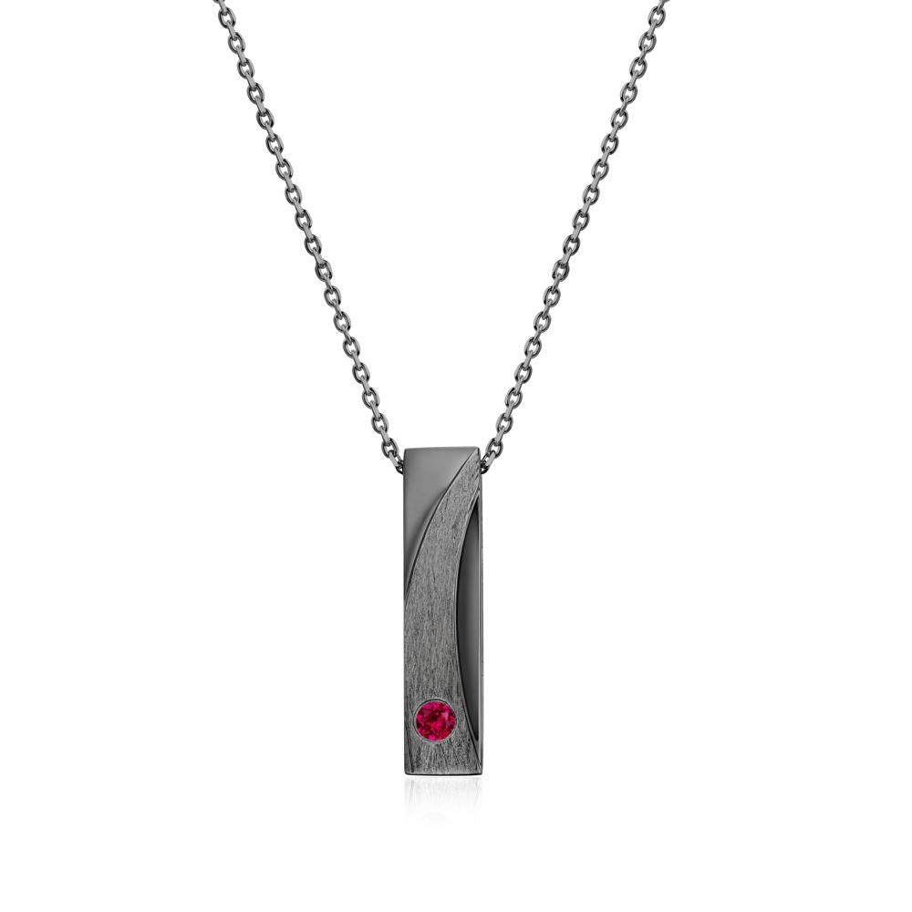 Rectangular Tiny Garnet Pendant Necklace - LUO Jewelry #gemstone_Ruby